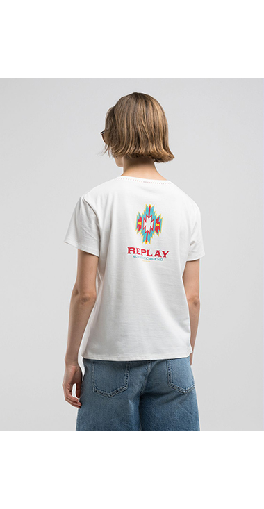 オーバーフィット幾何学模様のグラフィックTシャツ 詳細画像